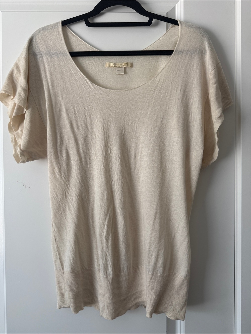 Joe’s Jeans Women’s Short Sleeve Scoop Neck Top in Light Cream cashmere